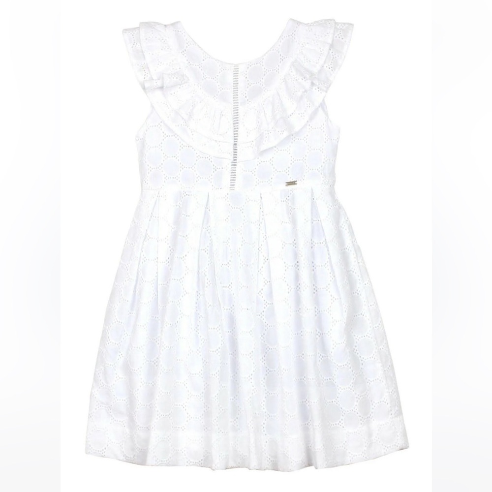 Mayoral Dress! White Eyelet Voile Girls Size 5 Special Occasion Spring Summer